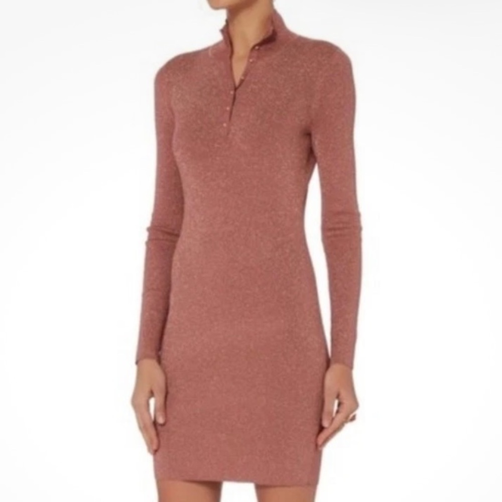 INTERMIX Sparkle Rose Pink Long Sleeve Knit Dress